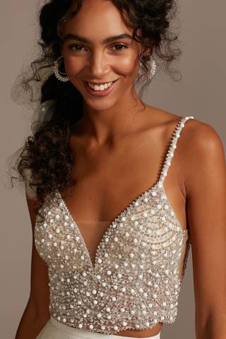 Picture of Embellished Spaghetti Strap Wedding Separates Top